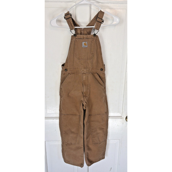 Carhartt Other - Carhartt Cotton Brown Size 7 KIDS Canvas Bib Overall Double Knee Solid
